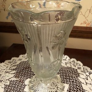 Vintage Jeannette Depression Glass Vase Iris